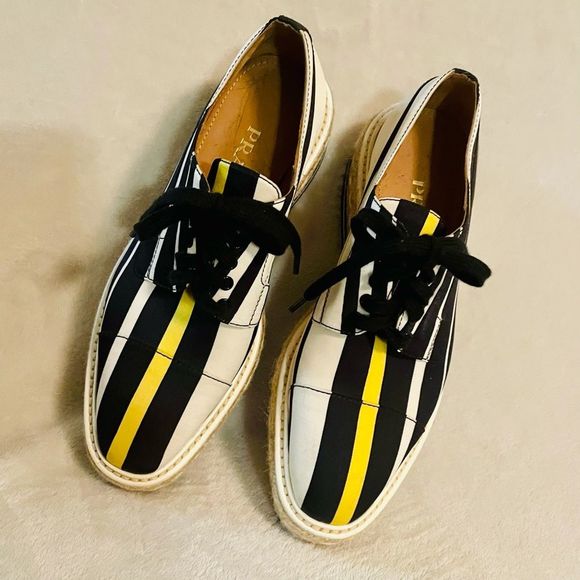 Authentic Prada Striped Platform Creepers - Picture 6 of 16
